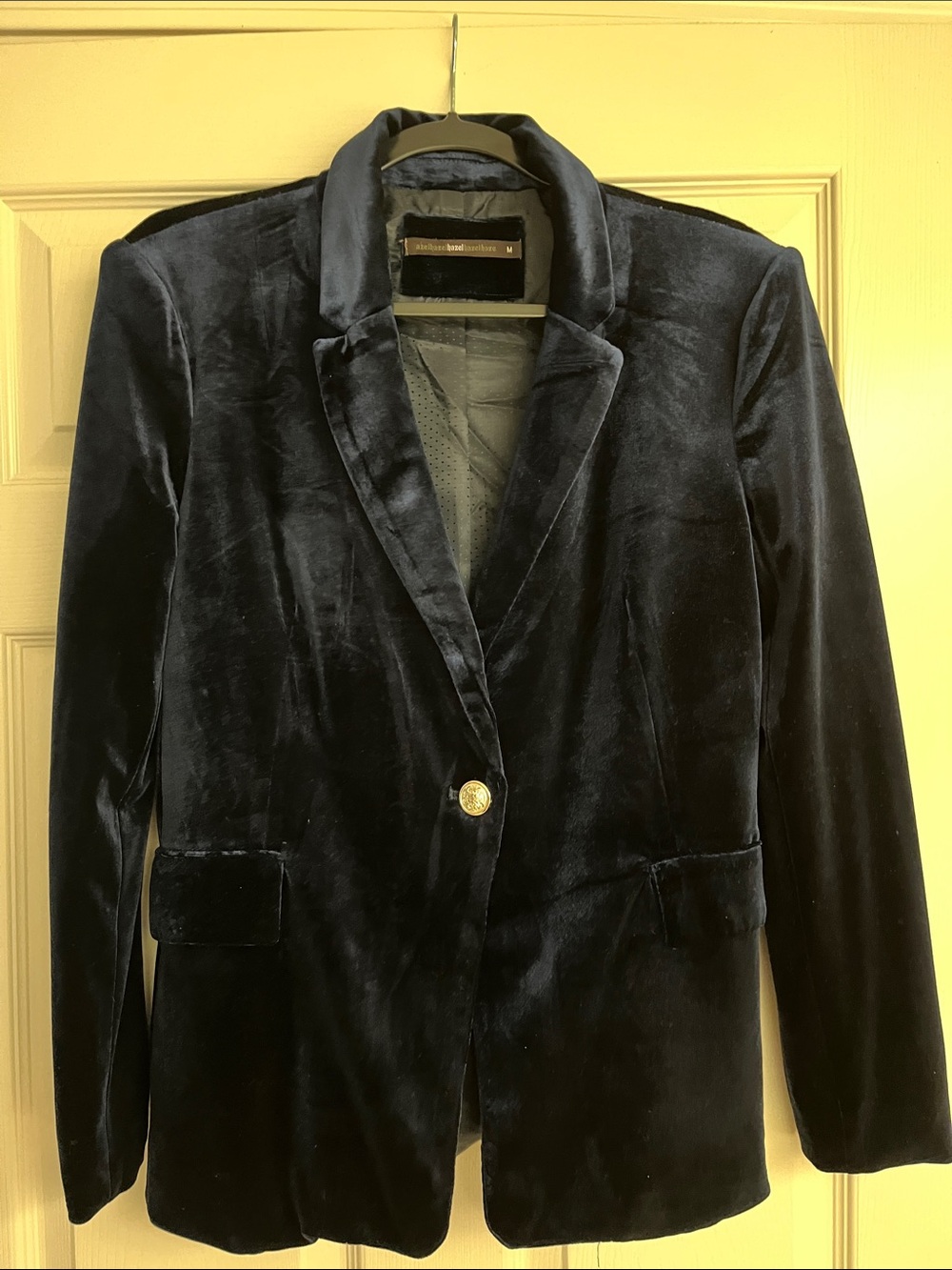 hazel Midnight Blue Velvet Single-Button Blazer